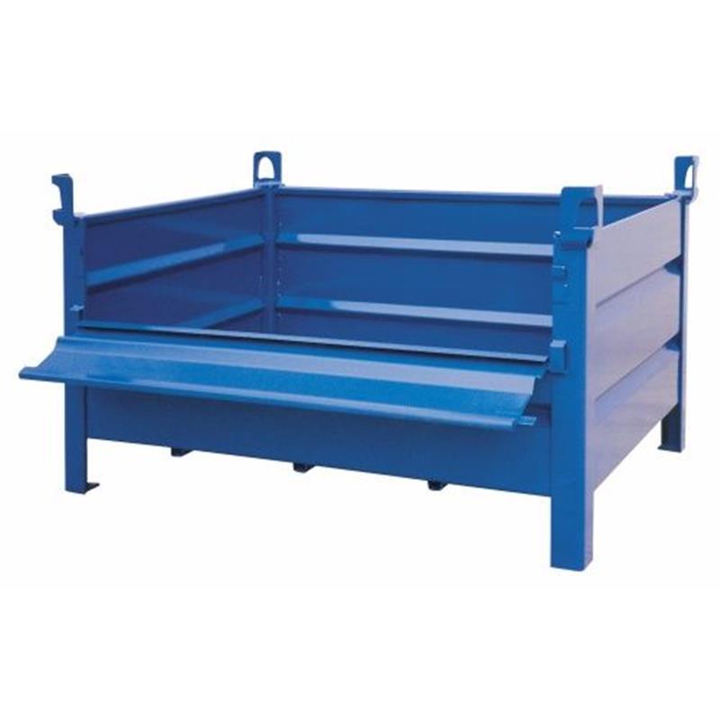 Material boxes with folding side panel