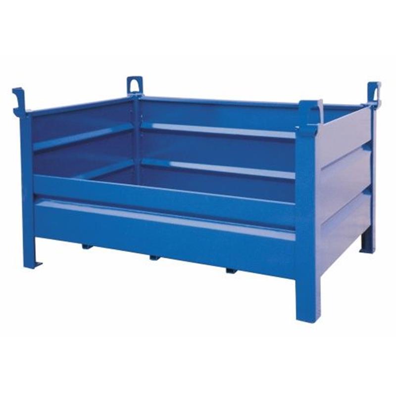 Material boxes with lower side panel