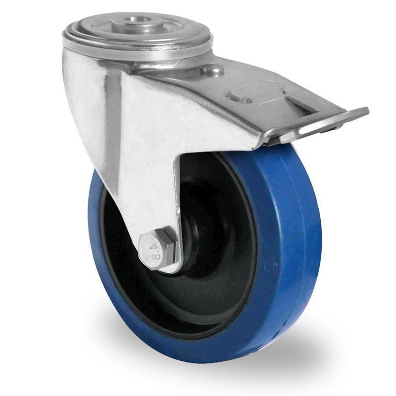 Transportno kolo za industrijo dimenzije 80 mm iz poliamida in kvalitetne elastične gume, ki ne pušča sledi in odlično absorbira udarce.
