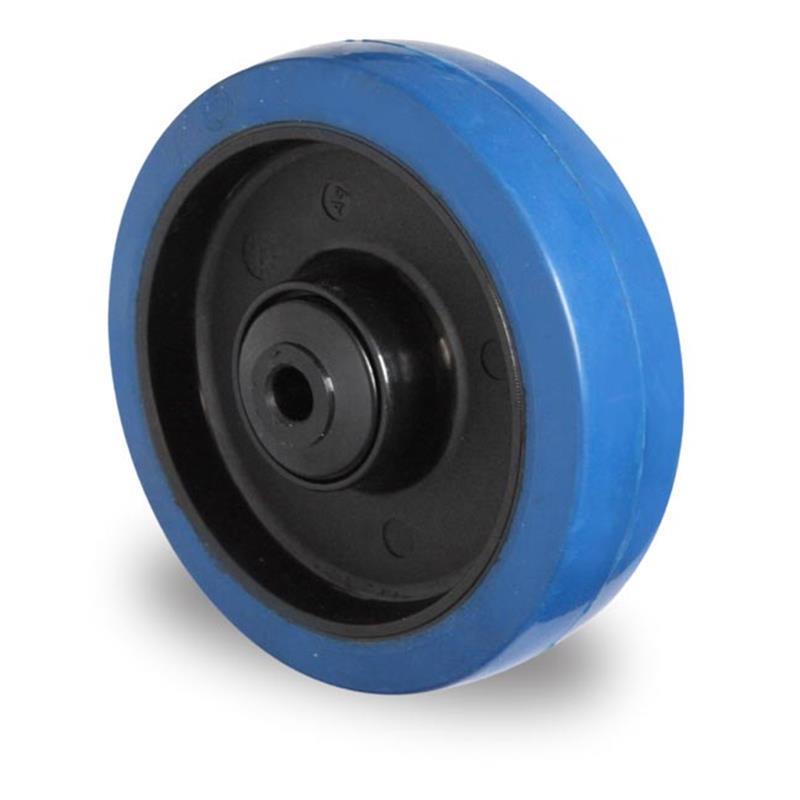 Transportno kolo za industrijo dimenzije 125 mm iz poliamida in kvalitetne elastične gume, ki ne pušča sledi in odlično absorbira udarce.
