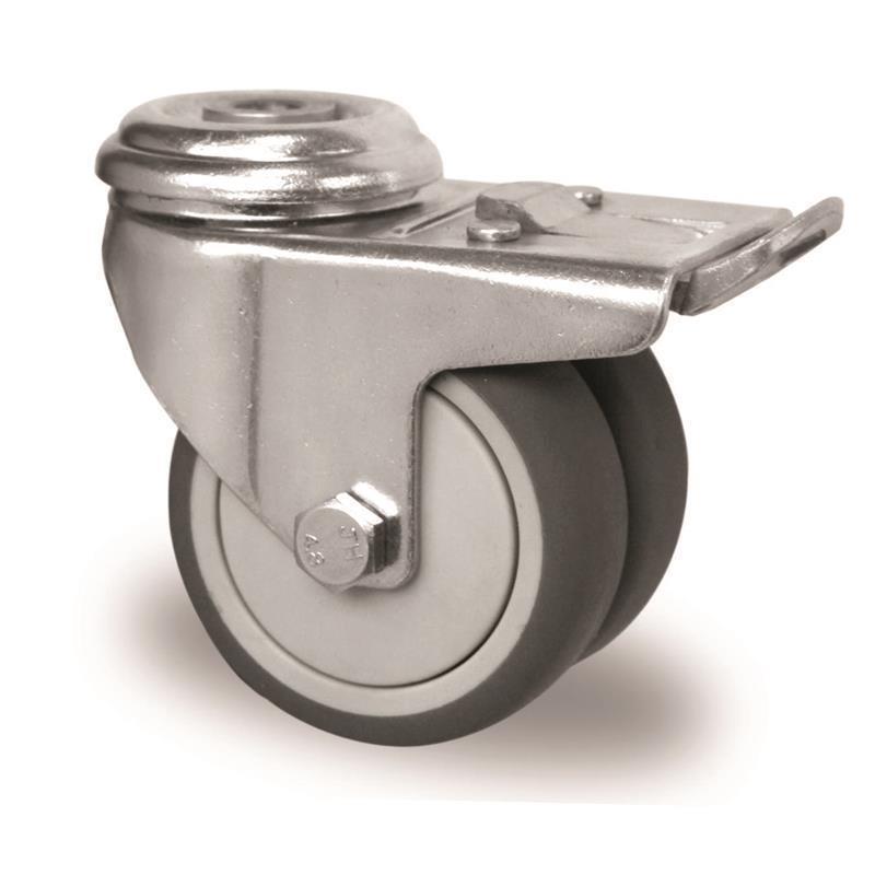 50 mm mozgatható kerék fékkel bútorokhoz és készülékekhez csúszócsapággyal
