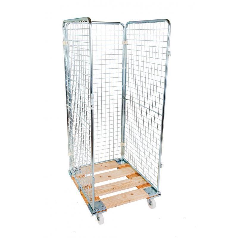 Gitterrollwagen mit Holz-Rollplatte
