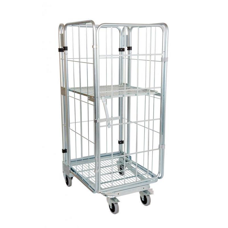 Jeklen mrežast zaboj na kolesih
