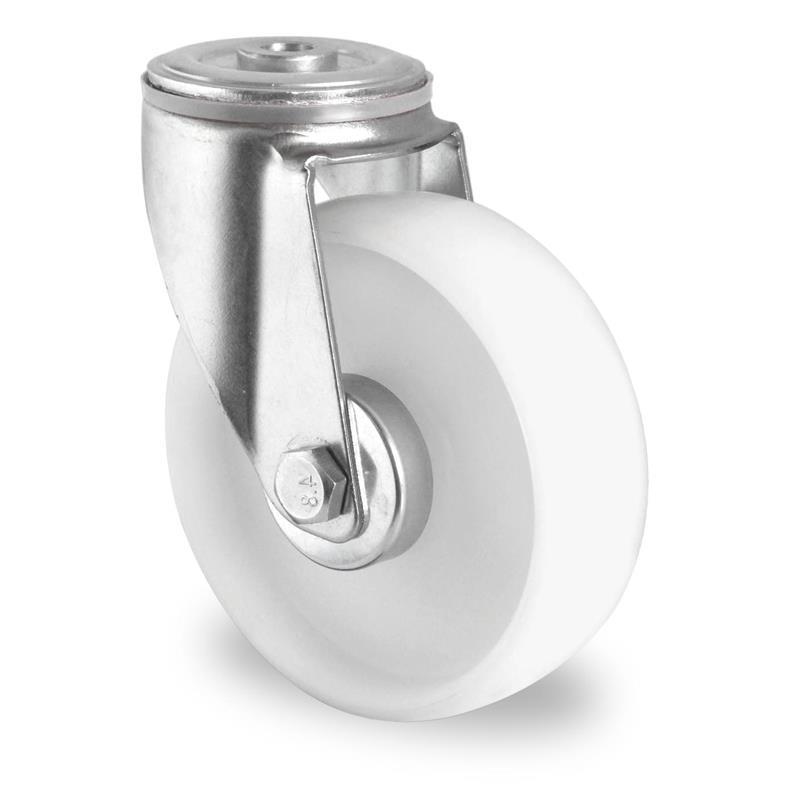 100 mm gibljivo transportno kolo za skladalne vozičke in valjčnim ležajem
