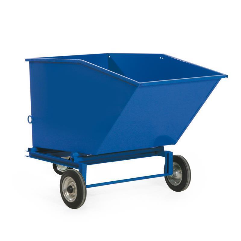 Grab container on wheels for forklift, for use in storage