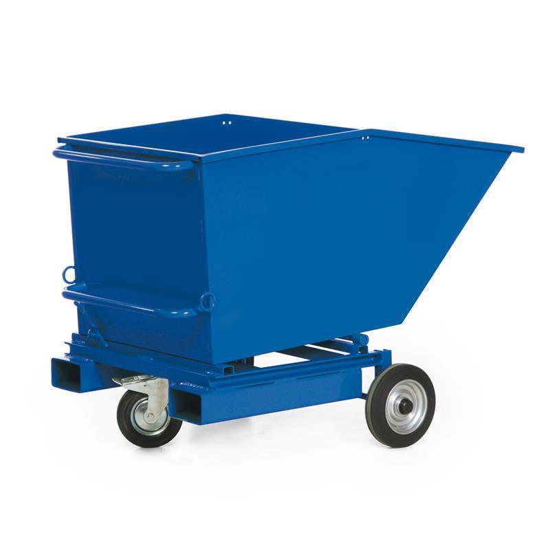 Grab container on wheels for forklift, for use in internal logistics