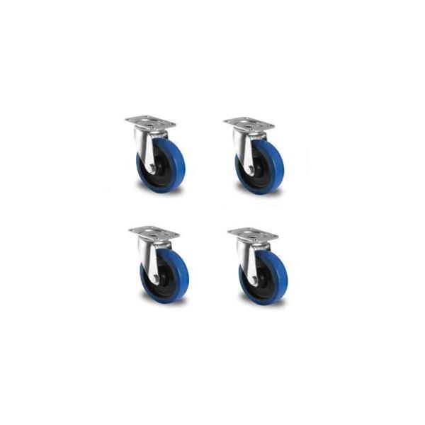 Set of blue elastic rubber wheels