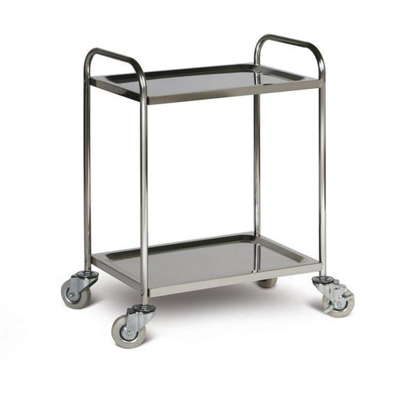 Stainless steel trolley with shelves for transporting loads