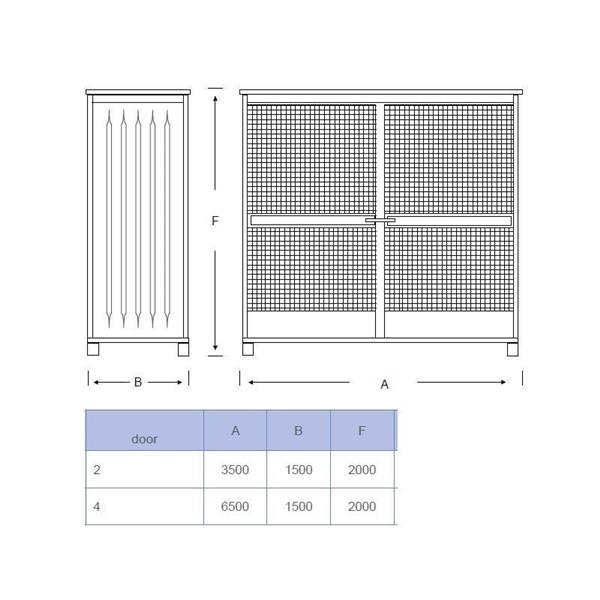 Mesh cabinet for storing cylinders - 48 or 96 cylinders