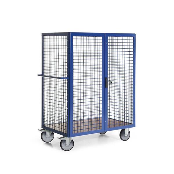 Manual storage cart with railing