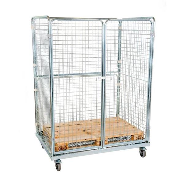 Wheeled container with mesh fence