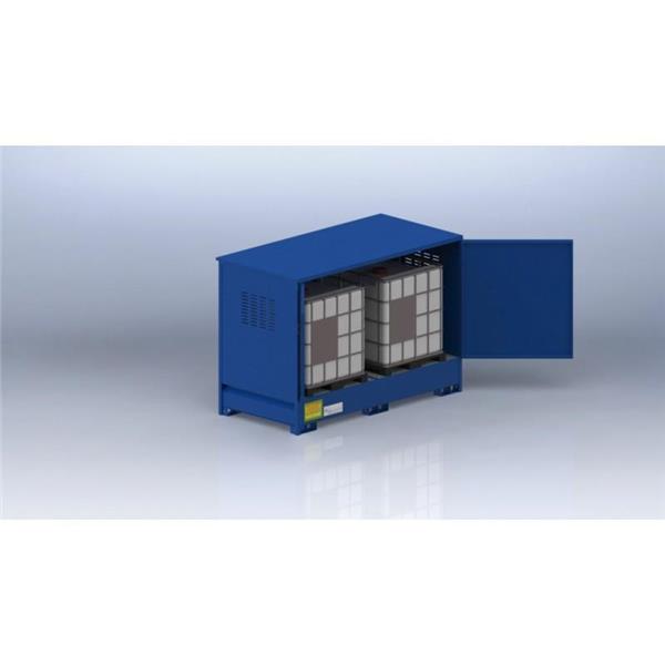 Safety cabinet for storage of 1 or 2 IBC containers