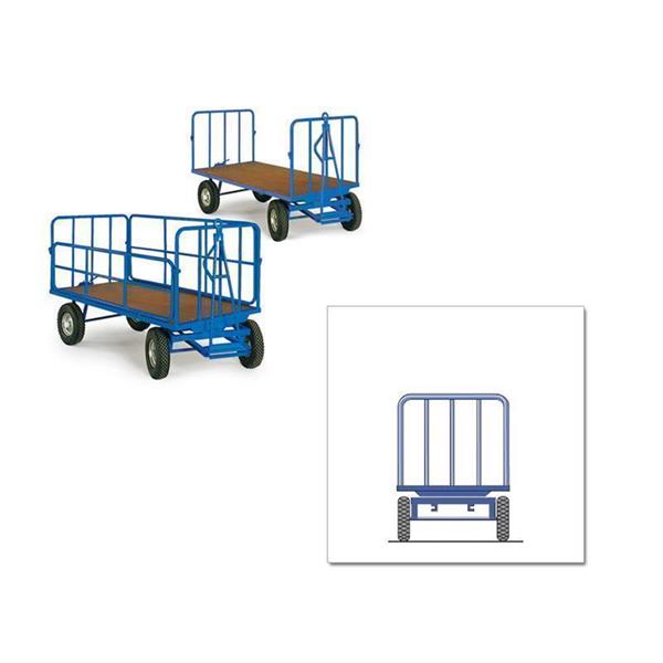 Cargo wagon with side barriers for product packaging