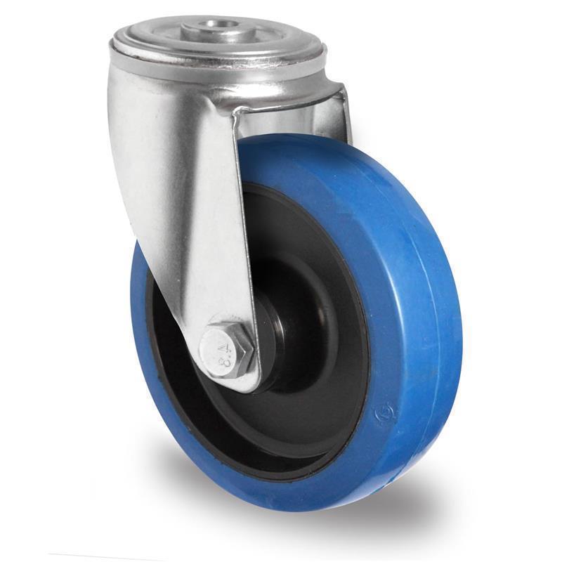 80 mm flexible transport wheel for paper trolley and ball bearing