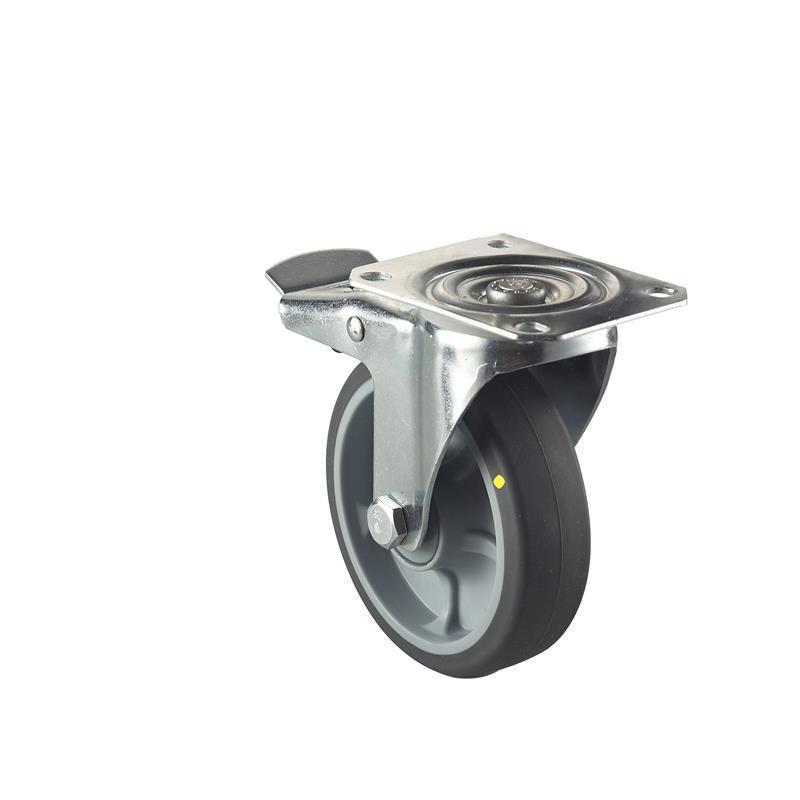 125 mm flexible transport wheel with static electricity brake and ball bearing