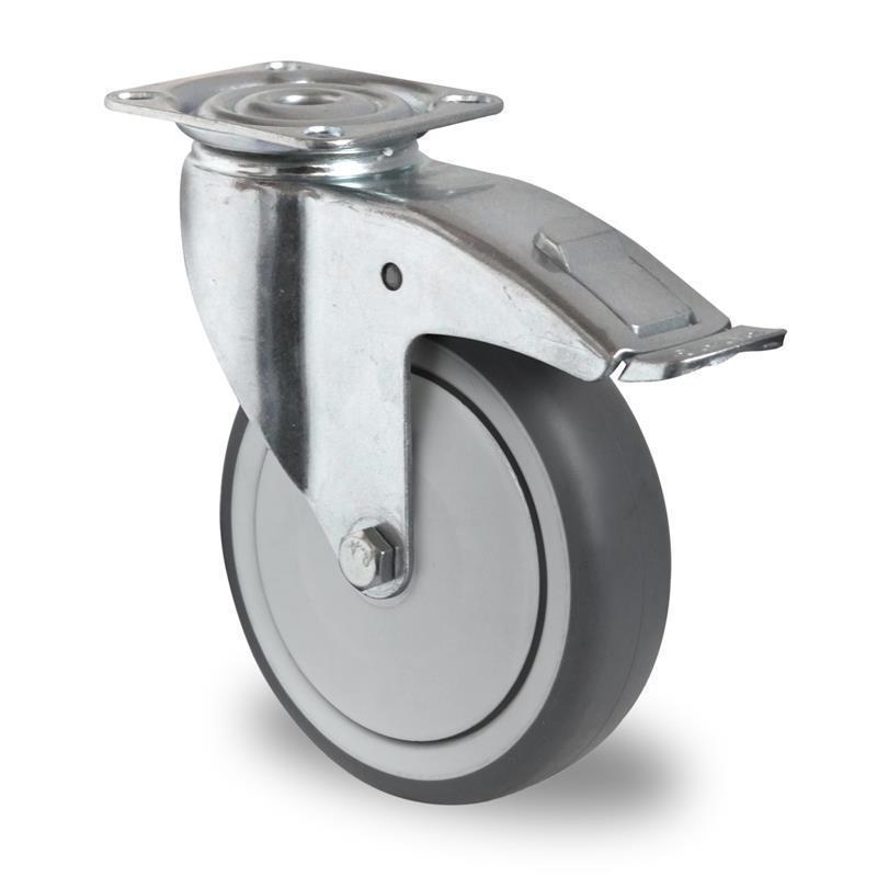 100 mm flexible transport wheel with brake for examination tables with ball bearing