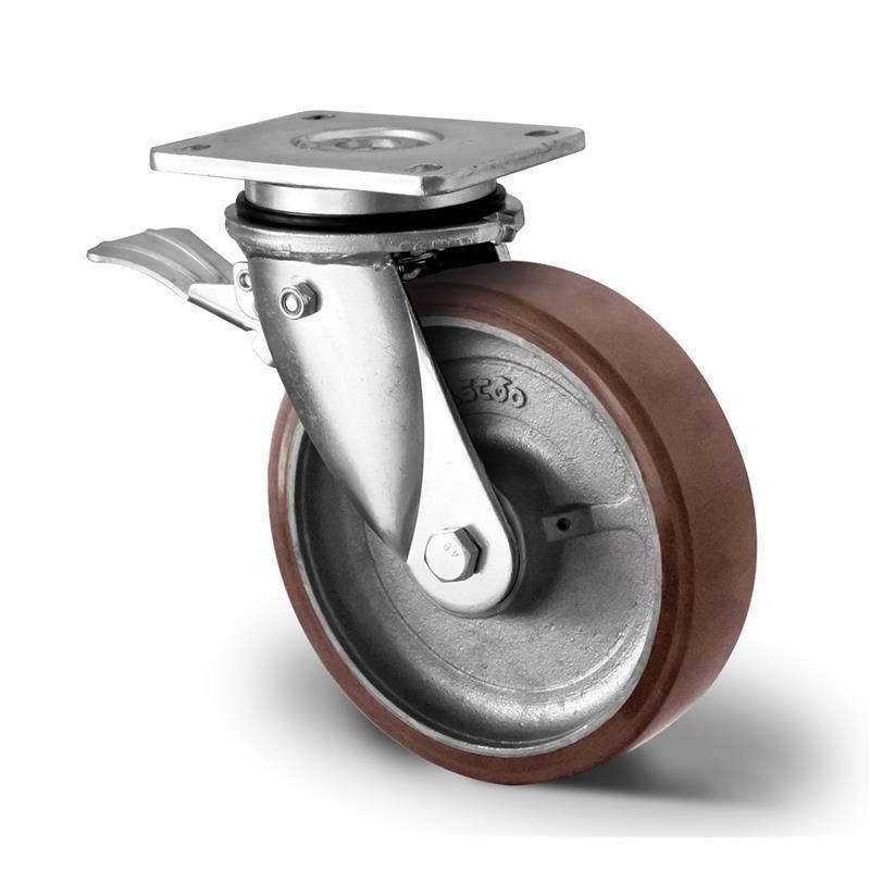 125 mm gibljivo transportno kolo z zavoro za nanašalce pu lepila in s krogličnim ležajem
