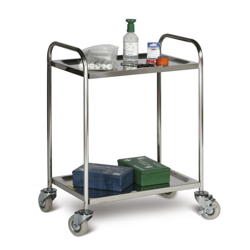 Stainless steel trolley with shelves for transporting loads