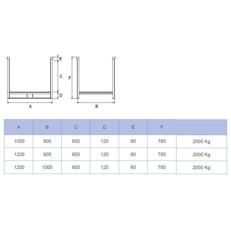 Metal pallet with supports for vertical loading