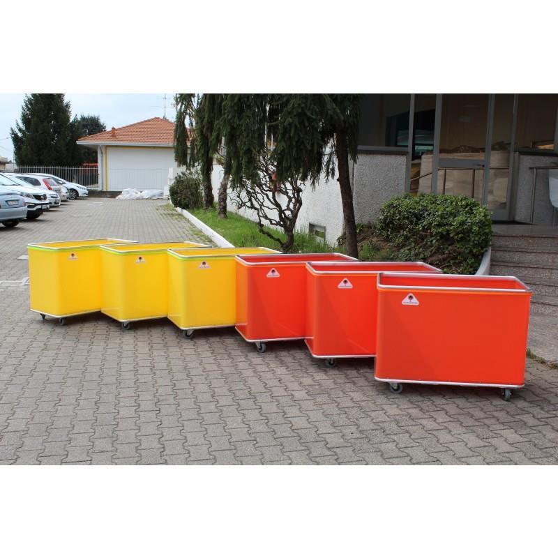 Plastic box trolley for laundries, hotels or industry (solid sides)