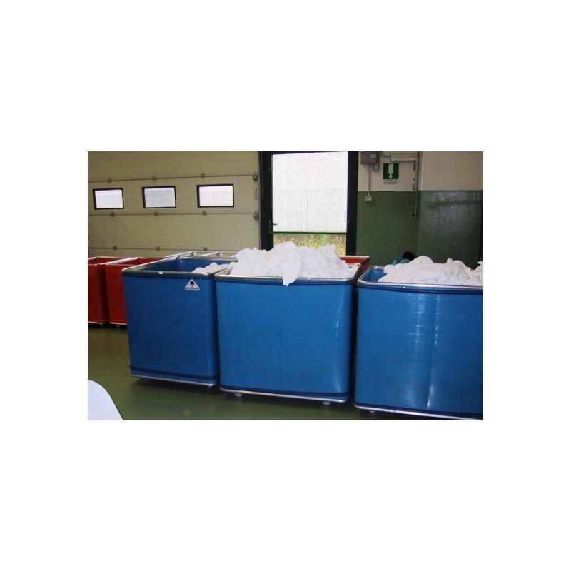 Plastic box trolley for laundries, hotels or industry (solid sides)