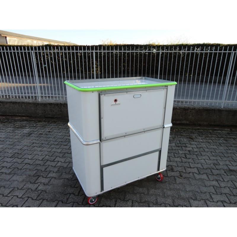 Plastic container trolley for bulky material