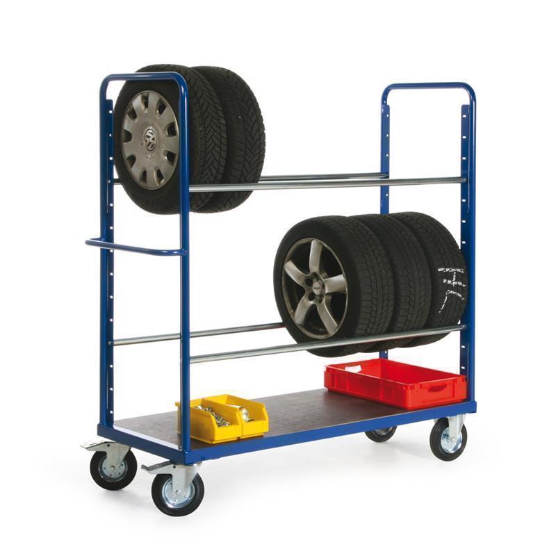 Shelving trolley for tire storage