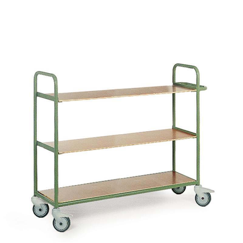 Manual storage cart with shelves