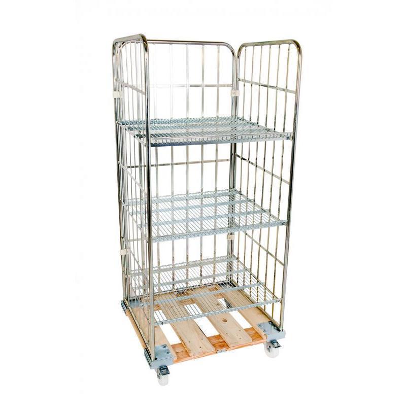 Mesh box exhibition shelving trolley