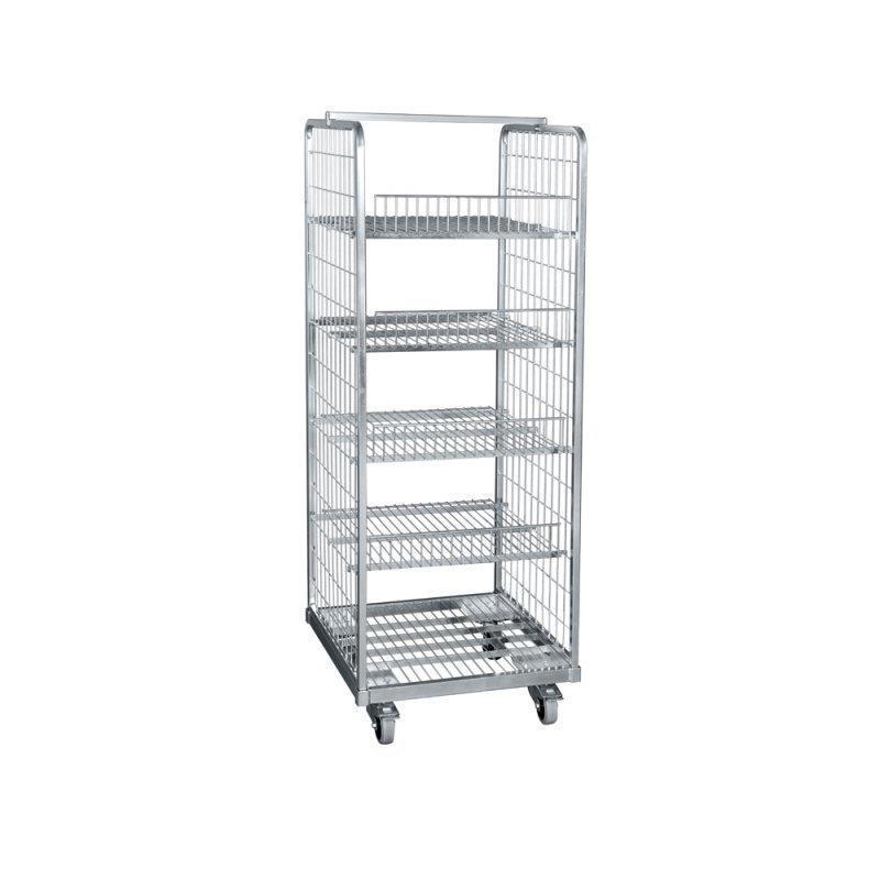 Shelving trolley with mesh walls