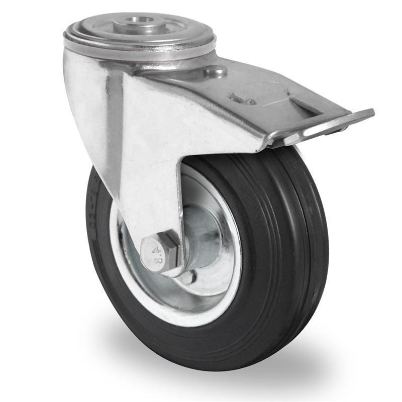 100 mm flexible transport wheel with brake for flower tables and roller bearing