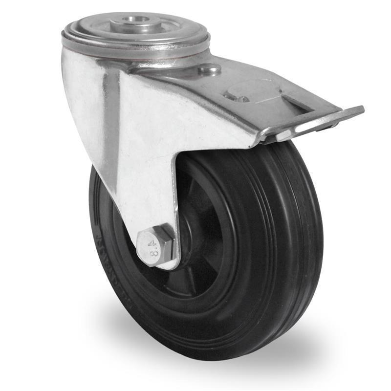 160 mm gibljivo transportno kolo z zavoro za skladiščni voziček in valjčnim ležajem
