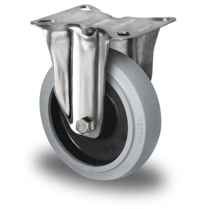 100 mm kotač od nehrđajućeg čelika, stabilan, siva guma
