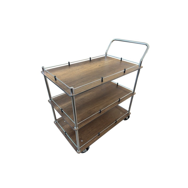 Inox natakarski servirni voziček s policama i zaštitnom ogradom