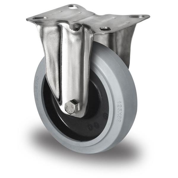 100 mm kotač od nehrđajućeg čelika, stabilan, siva guma
