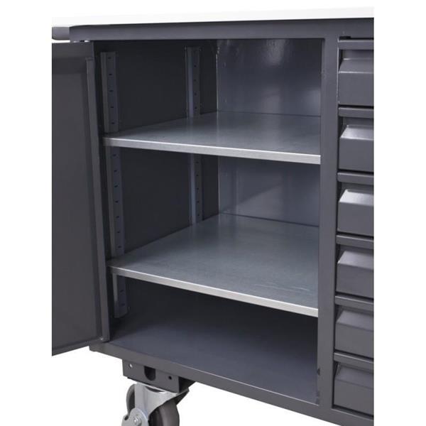 ESD cart for workshop with 1 shelf, with cabinet and drawer unit