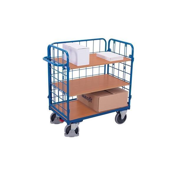 3 stranski mrežasti voziček s 3 policami, nizka izvedba
