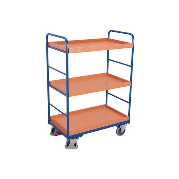 Etažni voziček s 3 policami, izvedba s 3 banjicami
