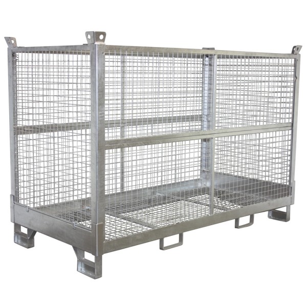Galvanized mesh container for storage - foldable
