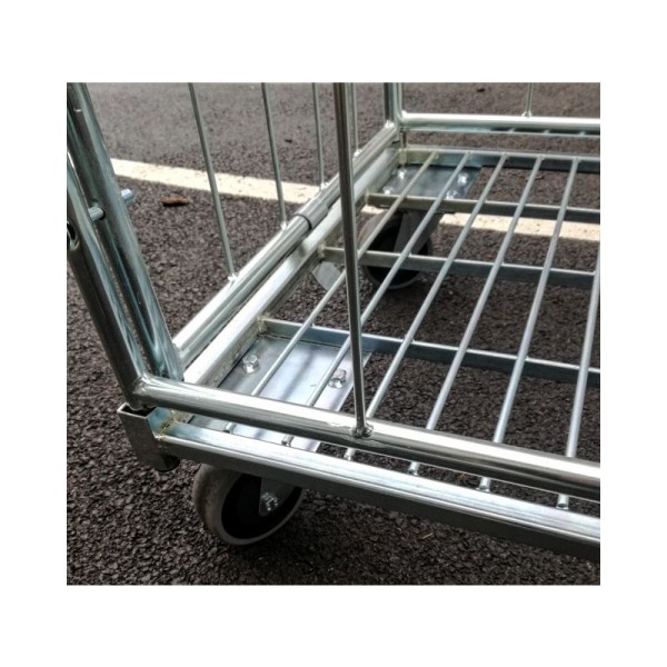 Žičasti kolica za perionice, napravljena od okruglih profila, sa dva bočna, jednim zadnjim i prednjim zidom, plavo cinkovana. Nosivost 300 kg.