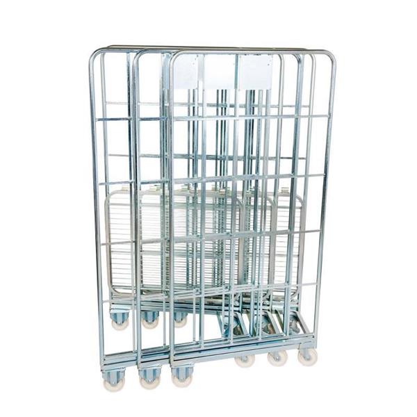 Wire roll container on wheels for supply