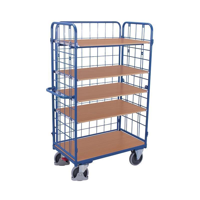 3 oldalas drótkosár 5 polccal, magas kivitel