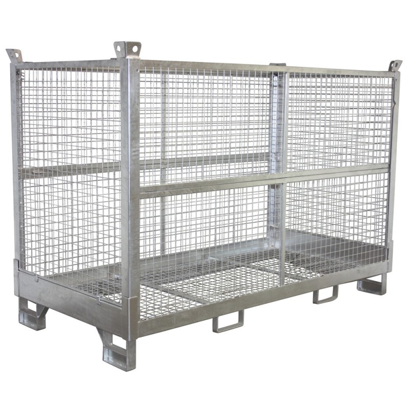 Galvanized mesh container for storage - foldable