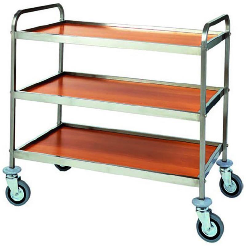 Metal and wooden cart for serving