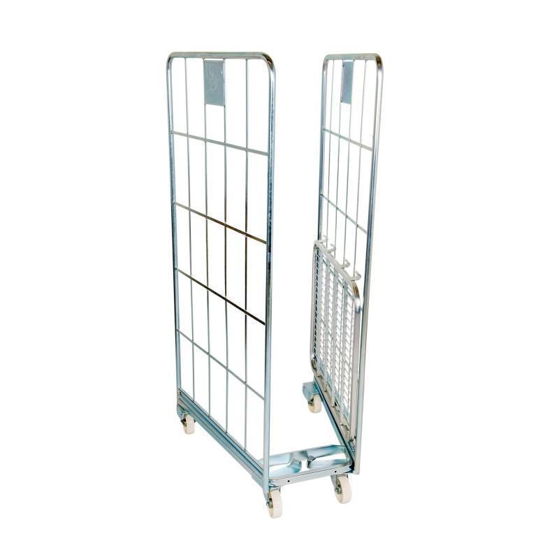 Wire roll container on wheels for supply