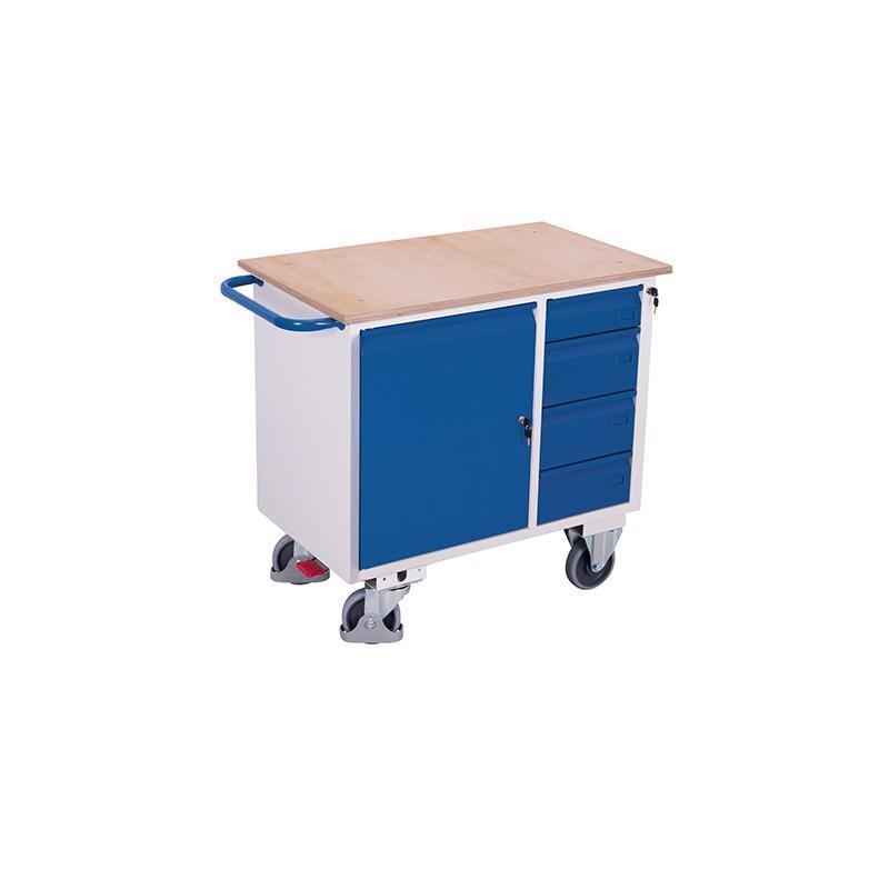 Műhely kocsi 1 fa polccal, zárható tárolás