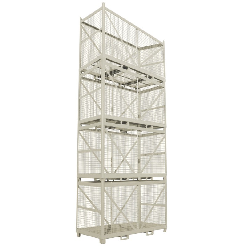 Zaboj z mrežo za višinsko nalaganje zalog
