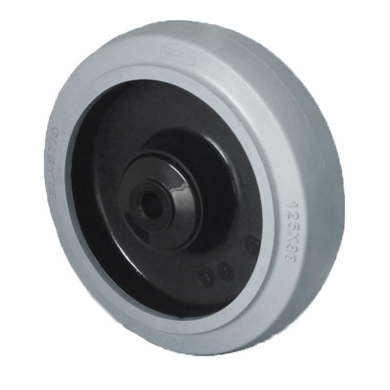 100 mm stainless steel wheel, without fork with gray elastic rubber