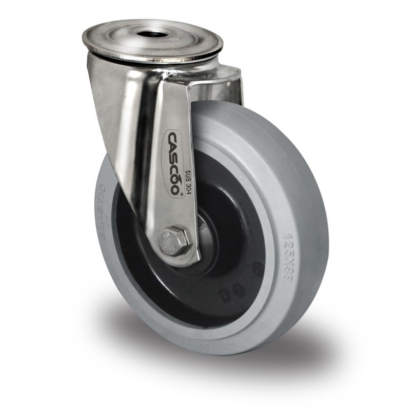 200 mm inox kolo, gibljivo L12 z brezsledno elastično gumo
