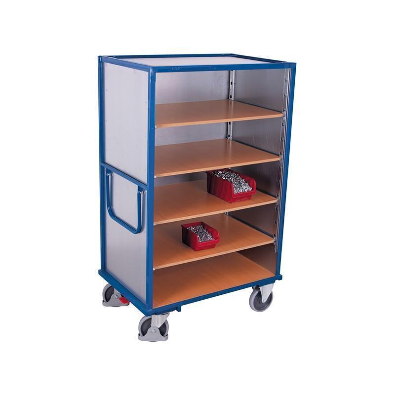 4-sided cabinet trolley with roof and 5 shelves, welded